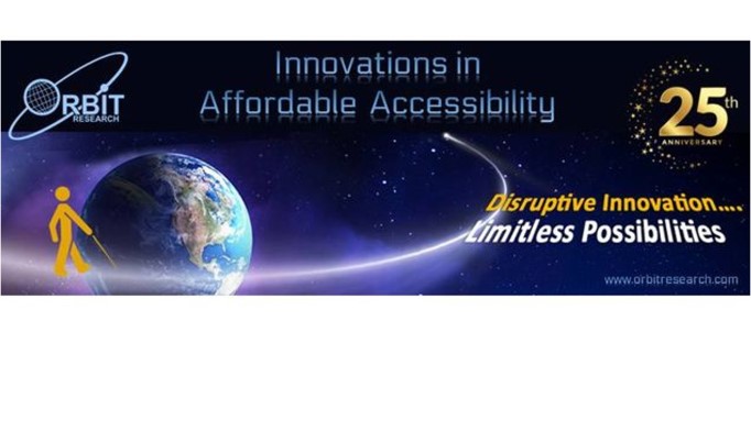 Orbit Research banner with graphics and logo and the words 'Innovations in Affordable Accessibility'